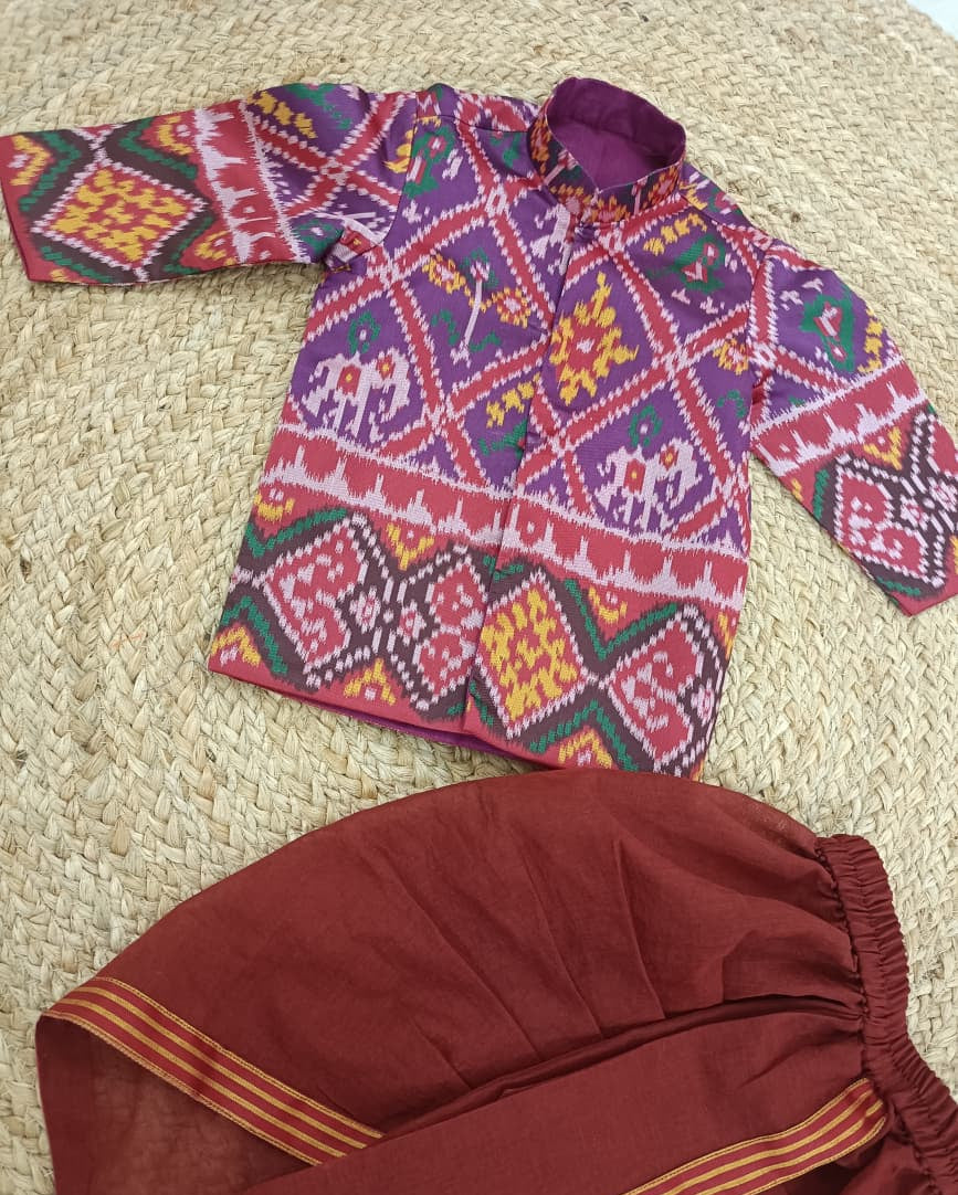 Royal Patola Dhoti Set - purple