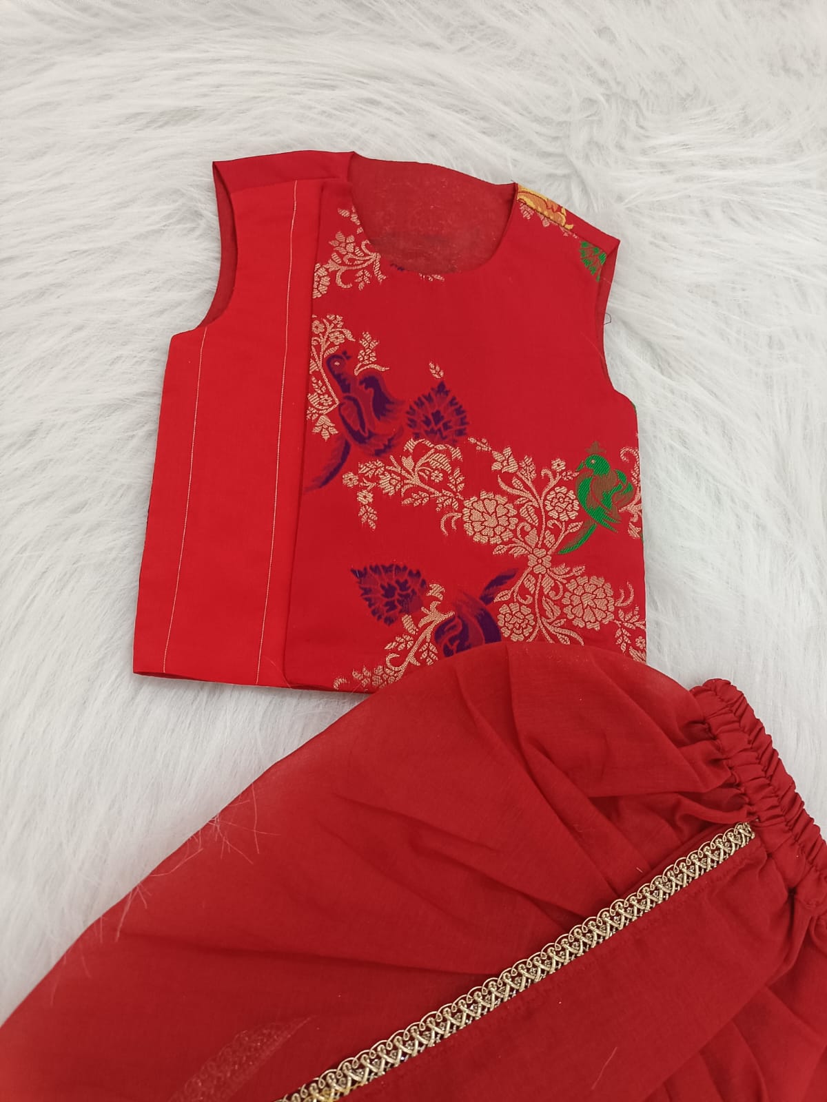 Classic Banarasi Dhoti Set - Red