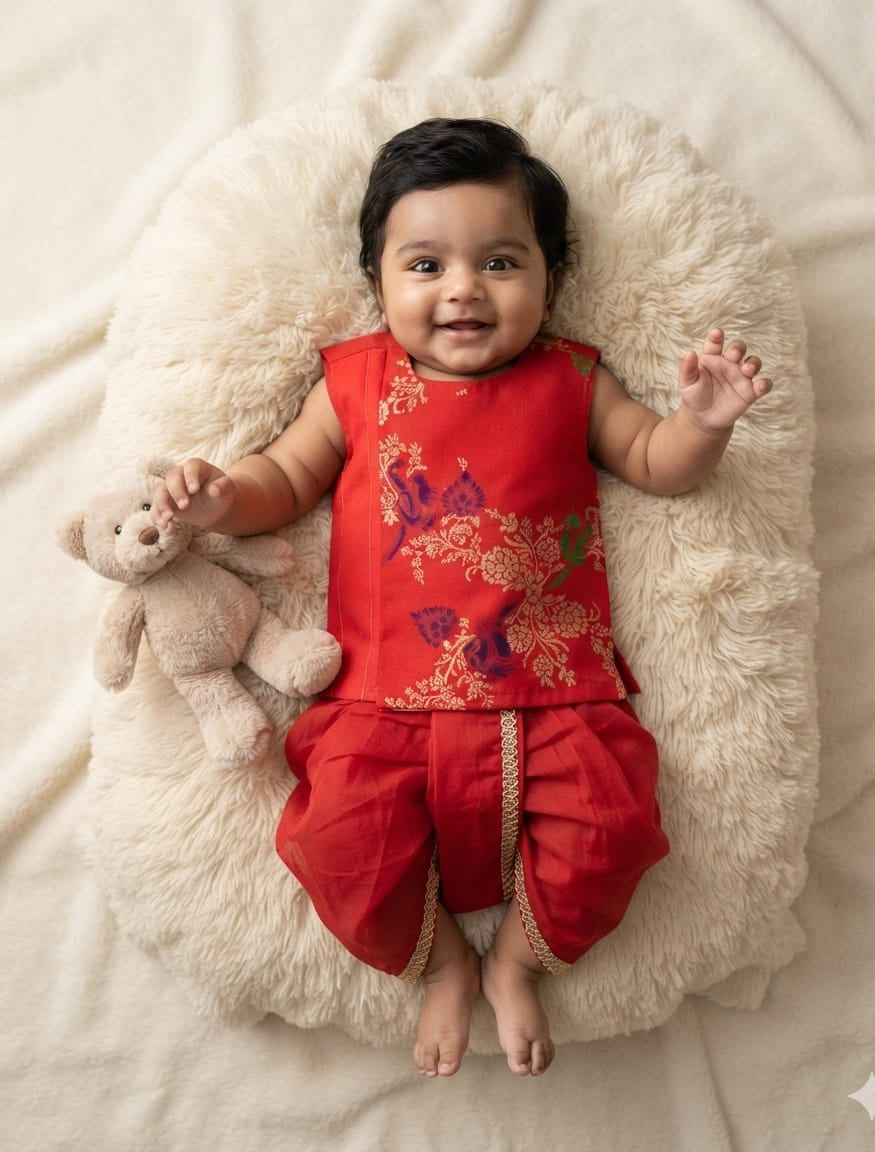 Classic Banarasi Dhoti Set - Red