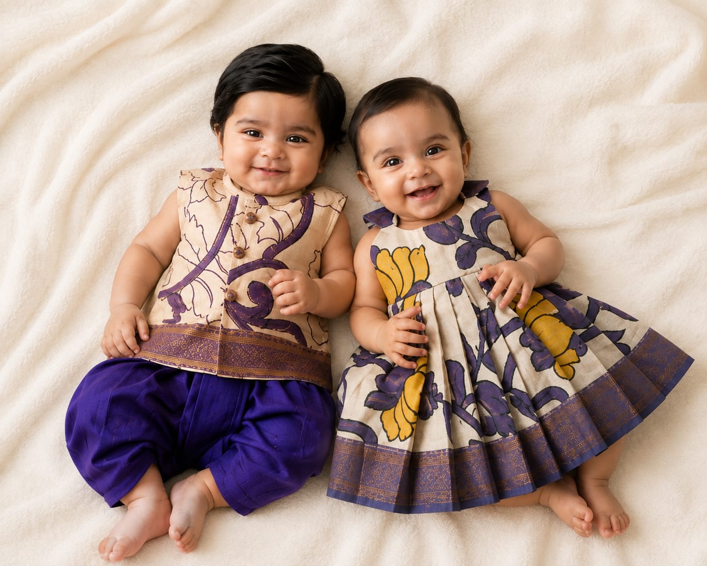 Kalamkari Sibiling Set - Violet