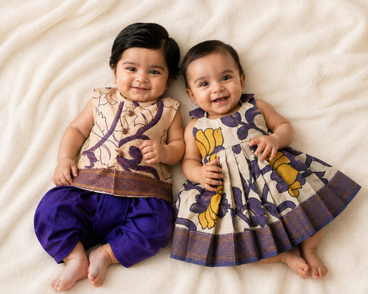 Kalamkari Sibiling Set - Violet