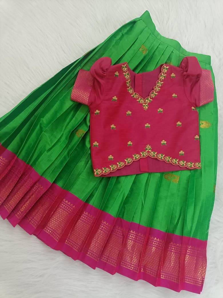 Pink Green Silk Set