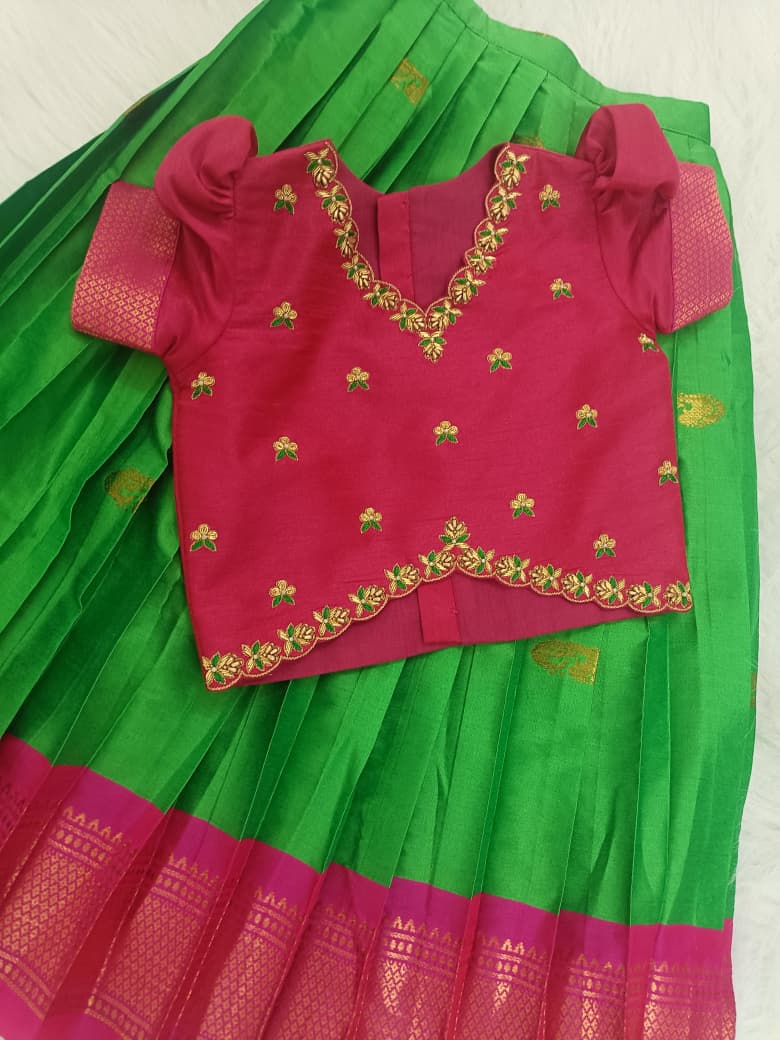 Pink Green Silk Set