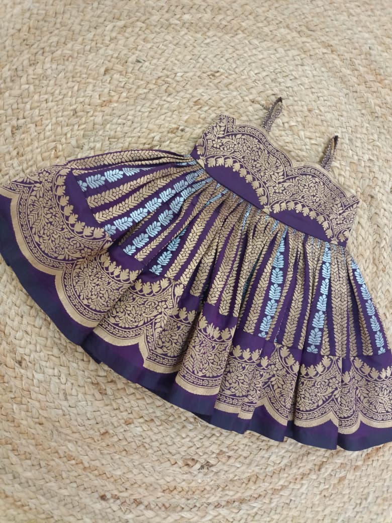 Little Banarasi Frock - Violet