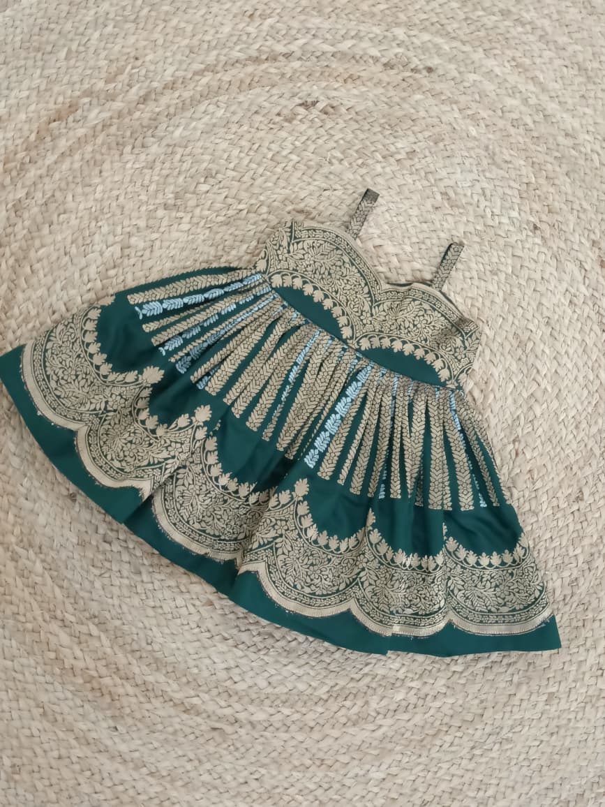 Little Banarasi Frock - Green