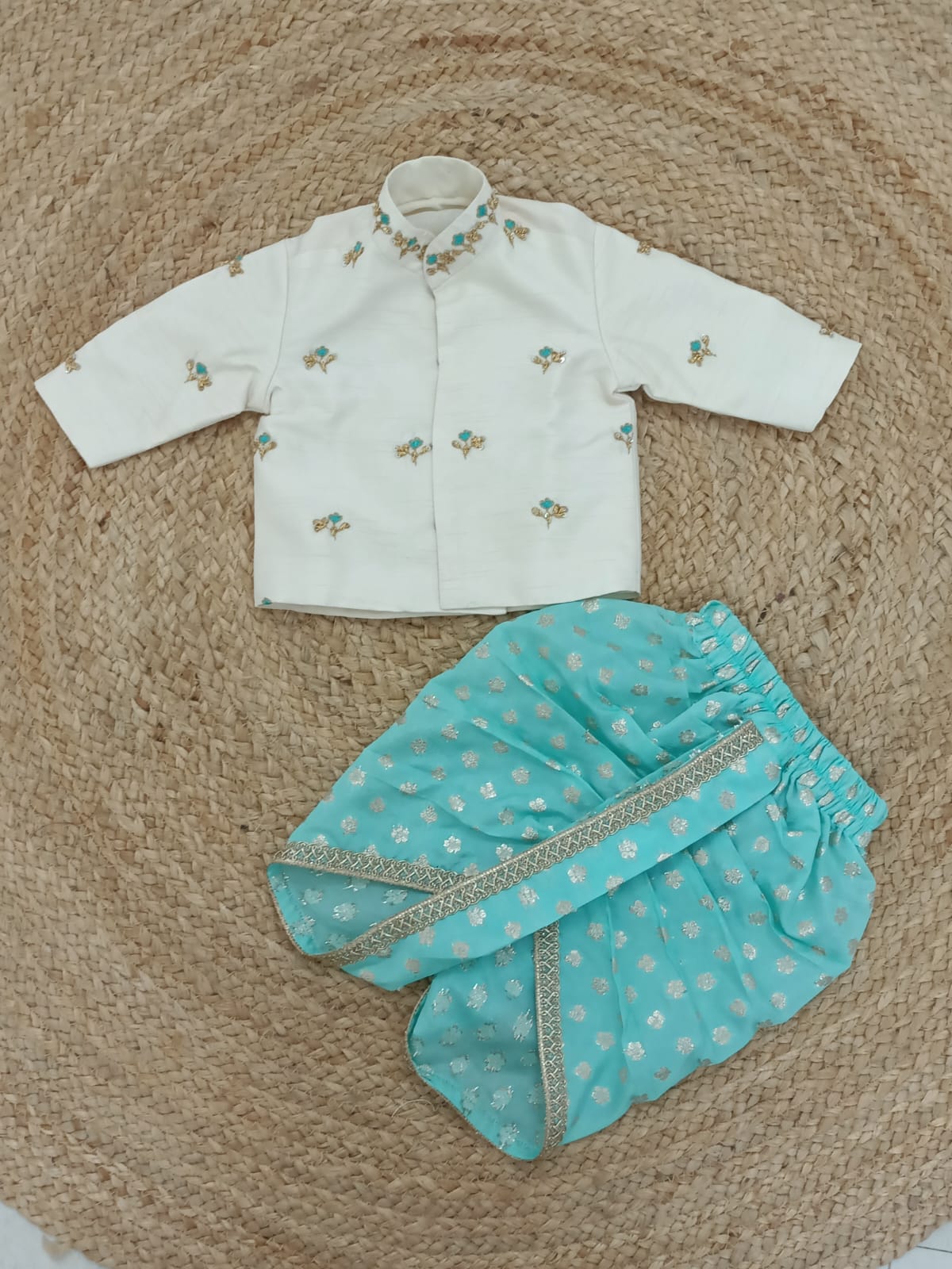 Aqua Mint Kurta Dhoti Set