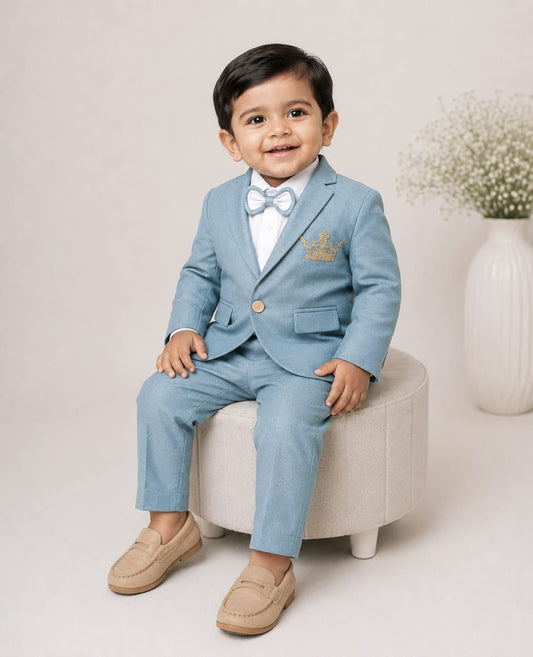 Dusty Blue Crown Blazer Set