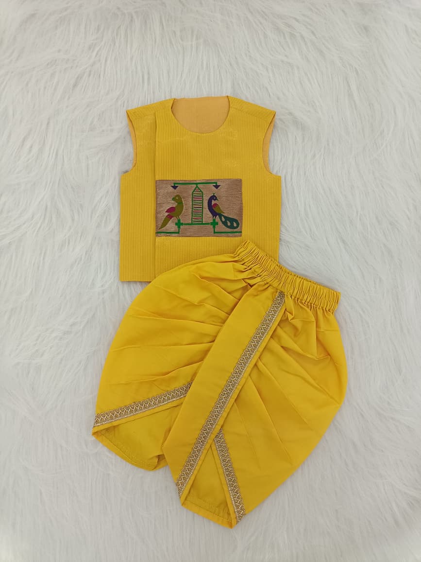 Paithani Dhoti Set - yellow