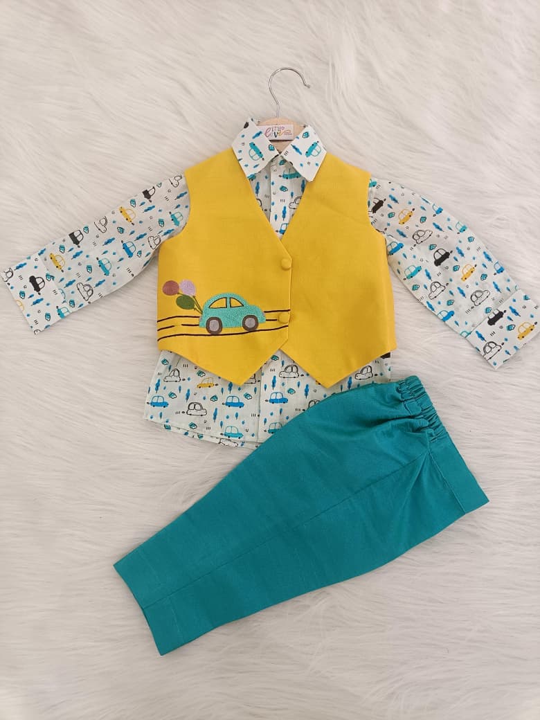 Little Wheels Waistcoat Set