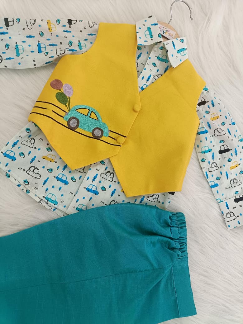 Little Wheels Waistcoat Set