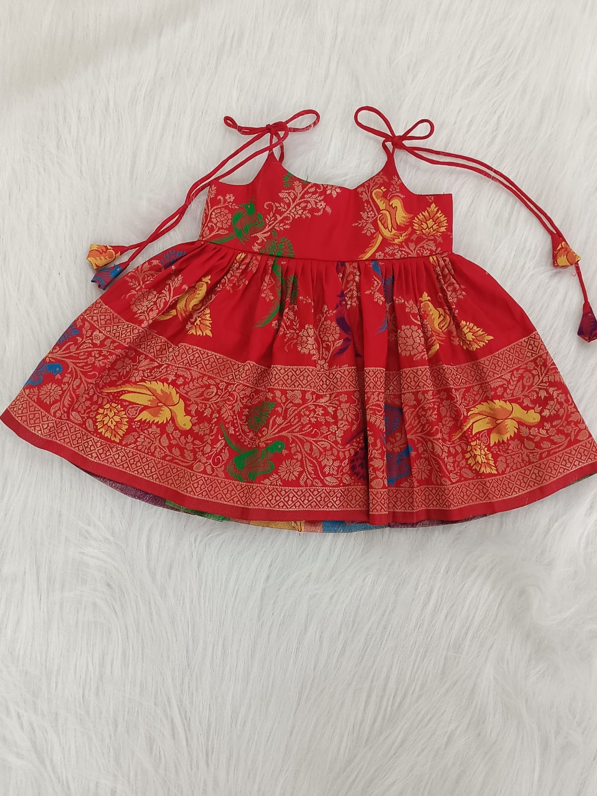 Classic Banarasi Frock - Red