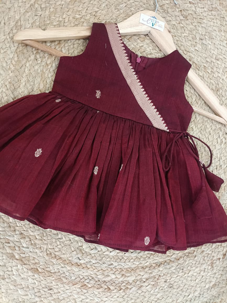 Narayanpet Cotton Frock - Maroon
