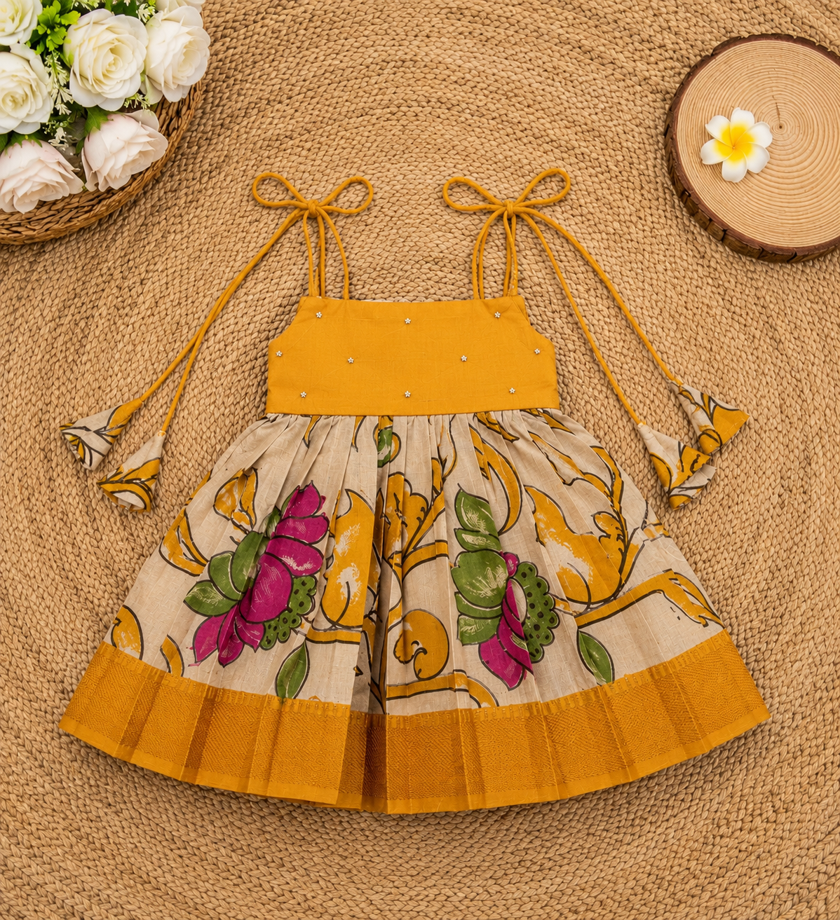 Kalamkari Sibiling Set - Yellow