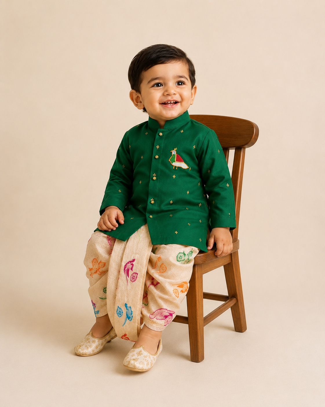 Festive Bird Dhoti Set