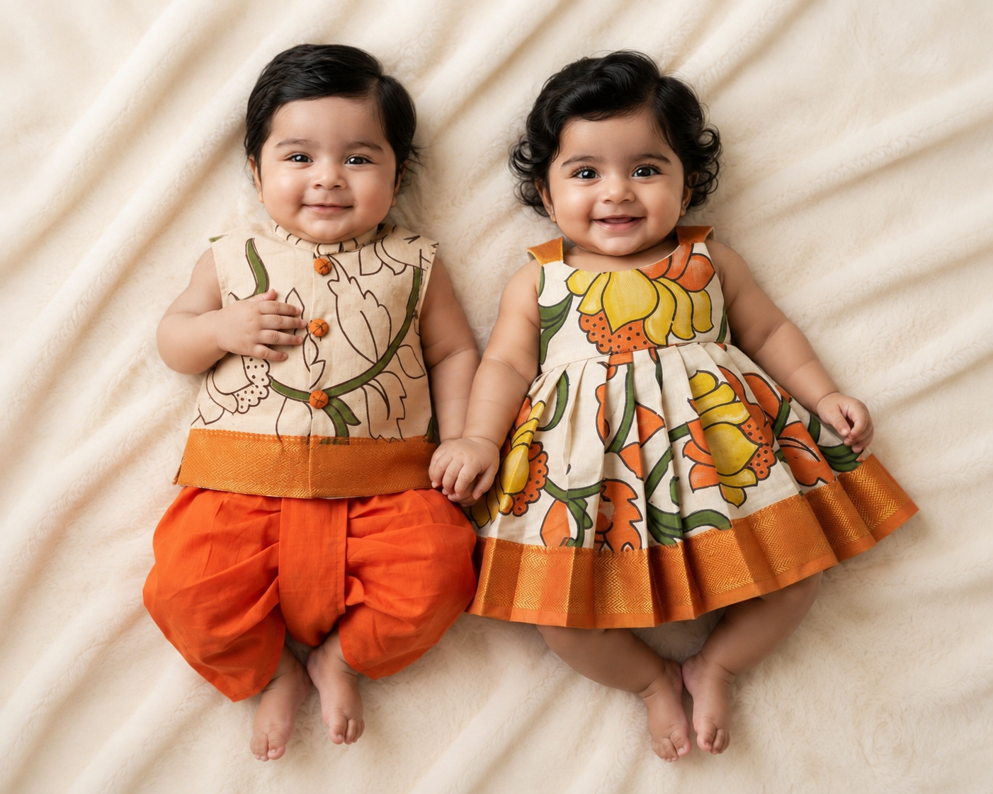 Kalamkari Sibiling Set - Orange