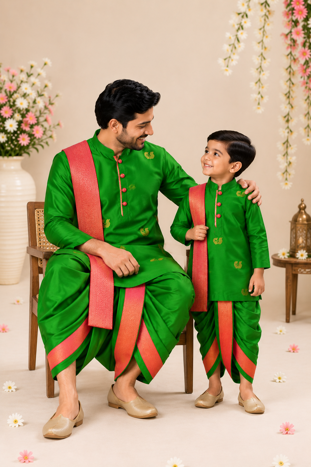 F&S Ethnic Kurta Set - Parrot Green