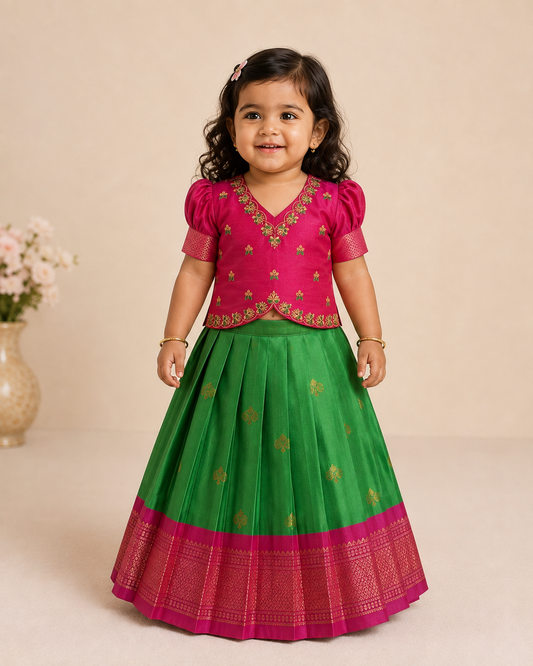 Pink Green Silk Set