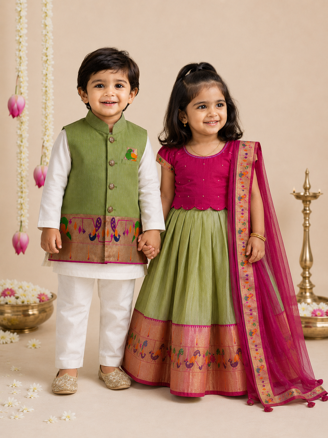 Paithani Sibling Set