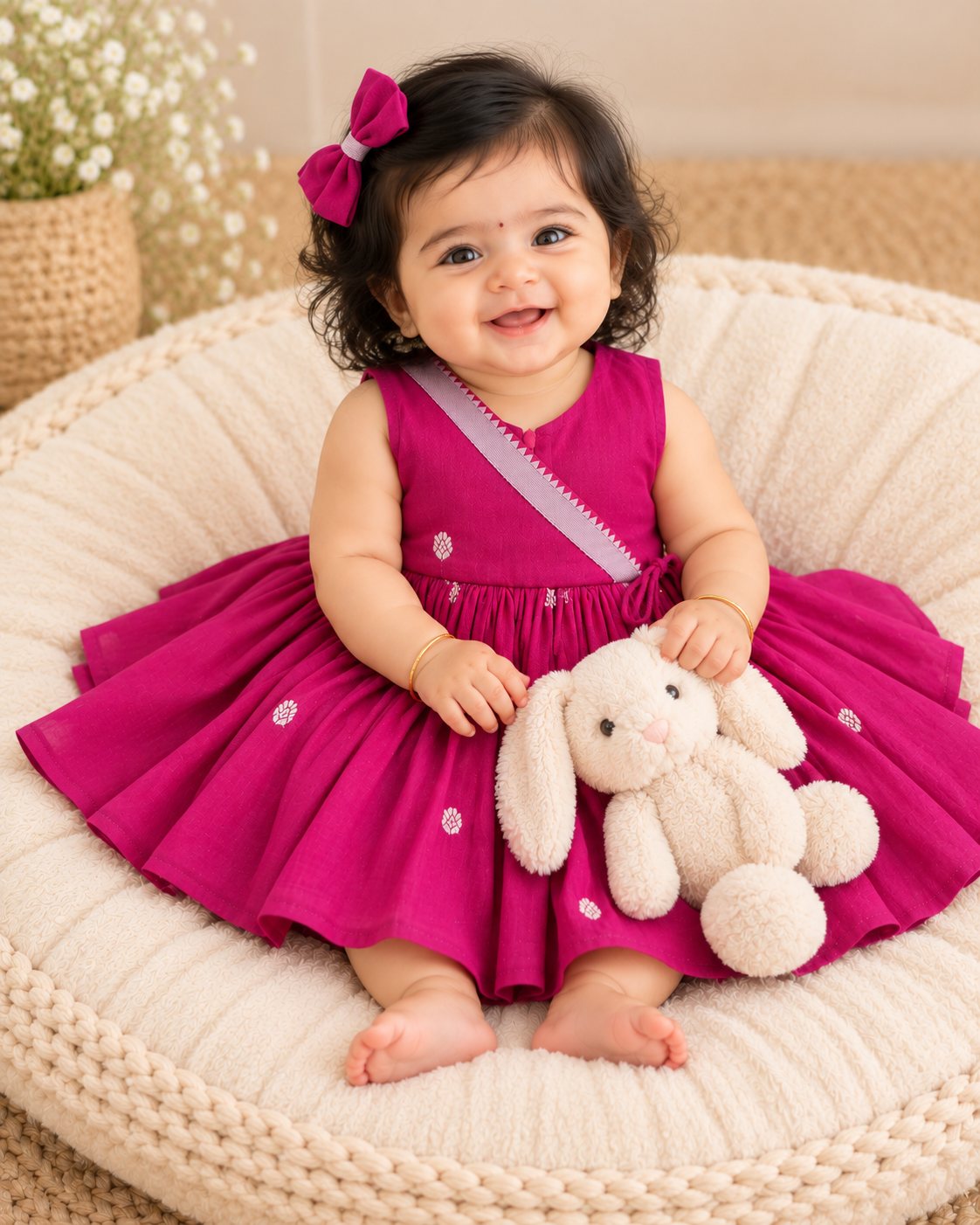 Narayanpet Cotton Frock - Pink