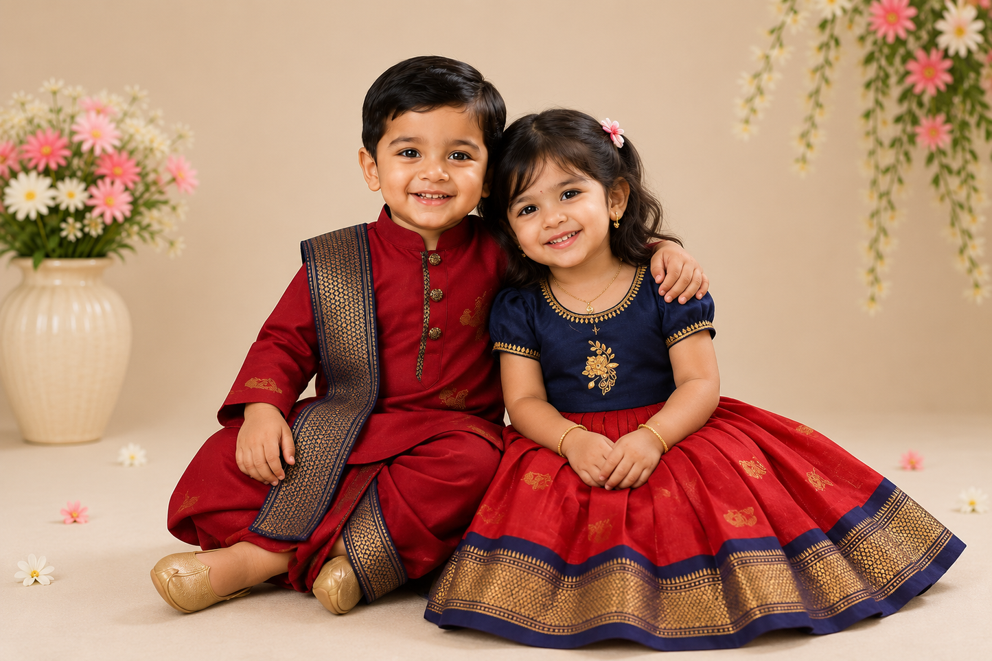 Ethnic Sibiling Set - Red