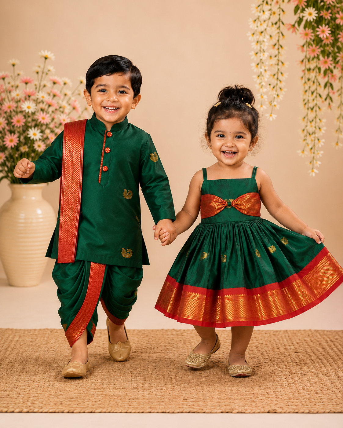 Ethnic Sibiling Set -Green