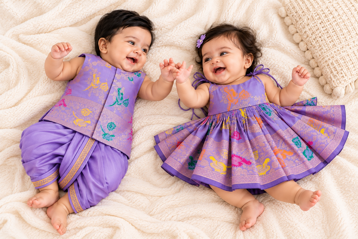 Classic Banarasi Sibiling set - Lavender