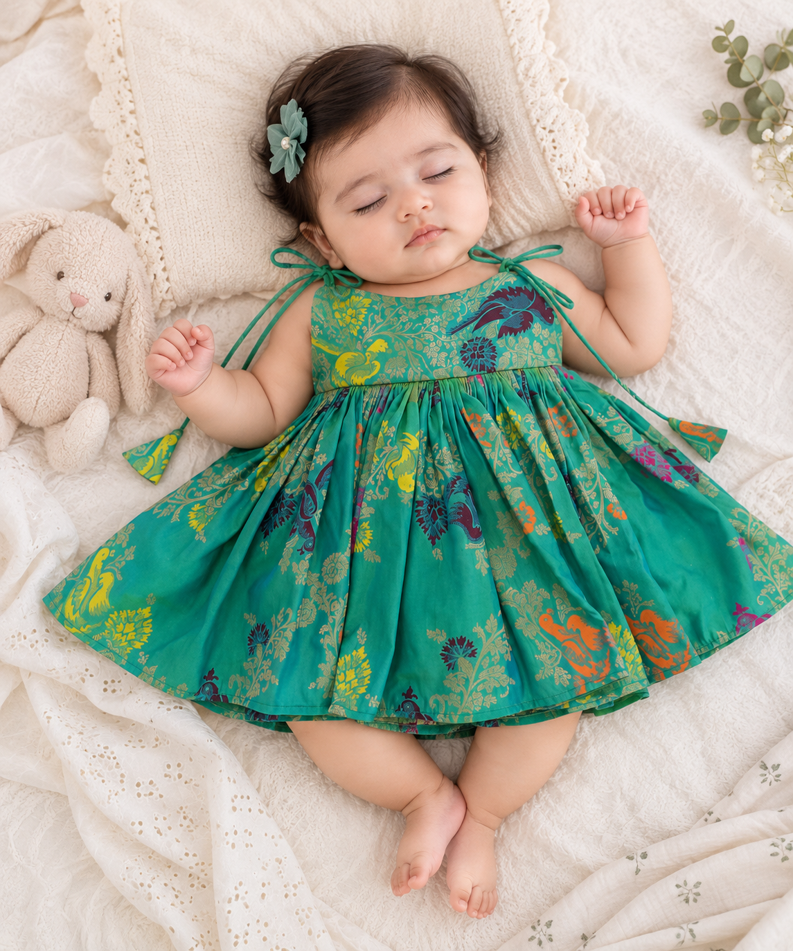 Teal Green Bloom Frock