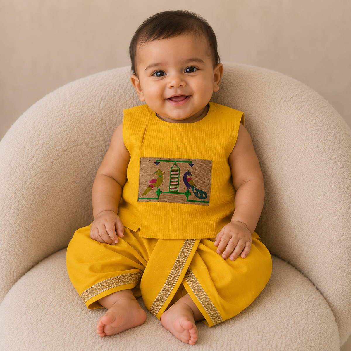 Paithani Dhoti Set - yellow