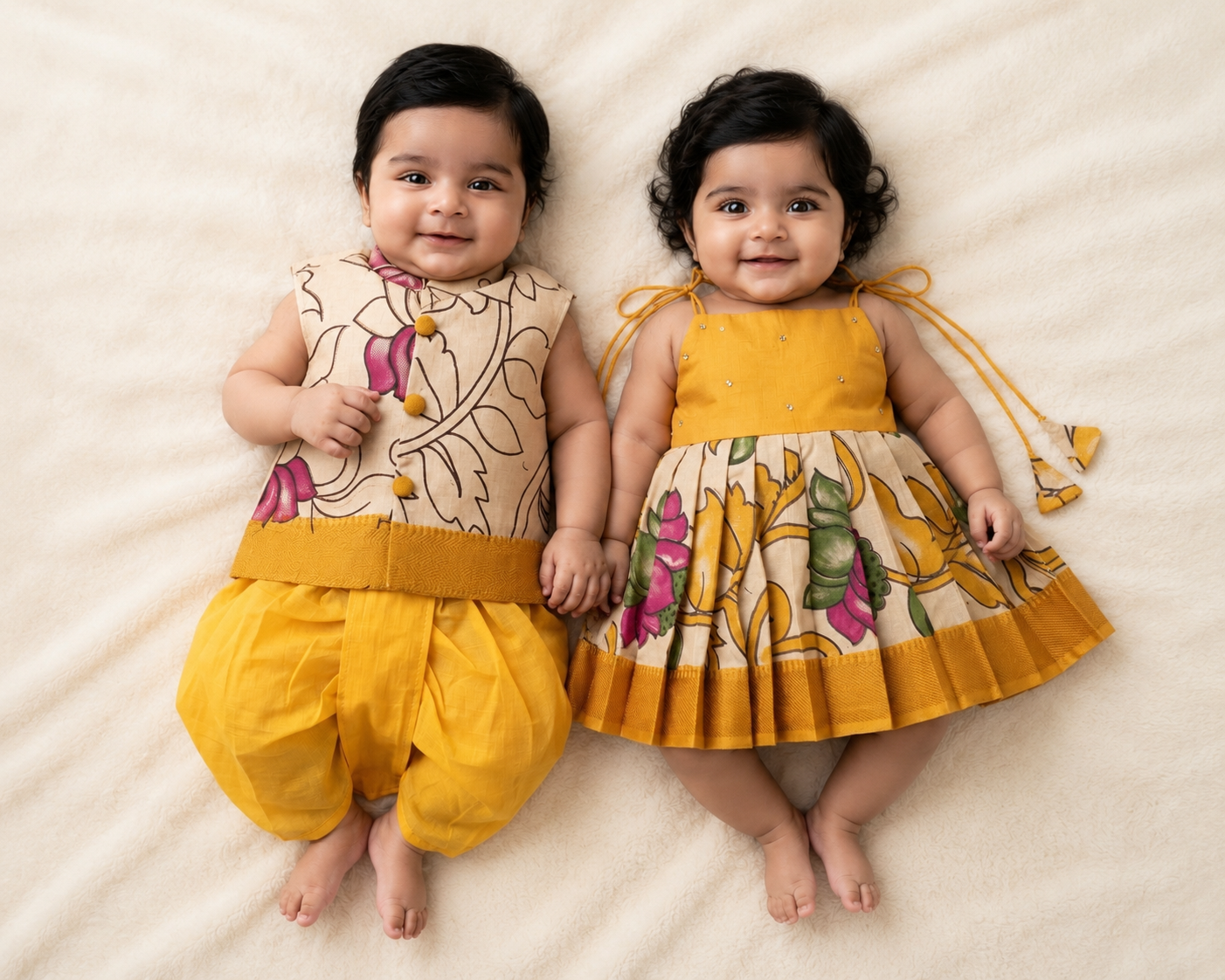 Kalamkari Sibiling Set - Yellow