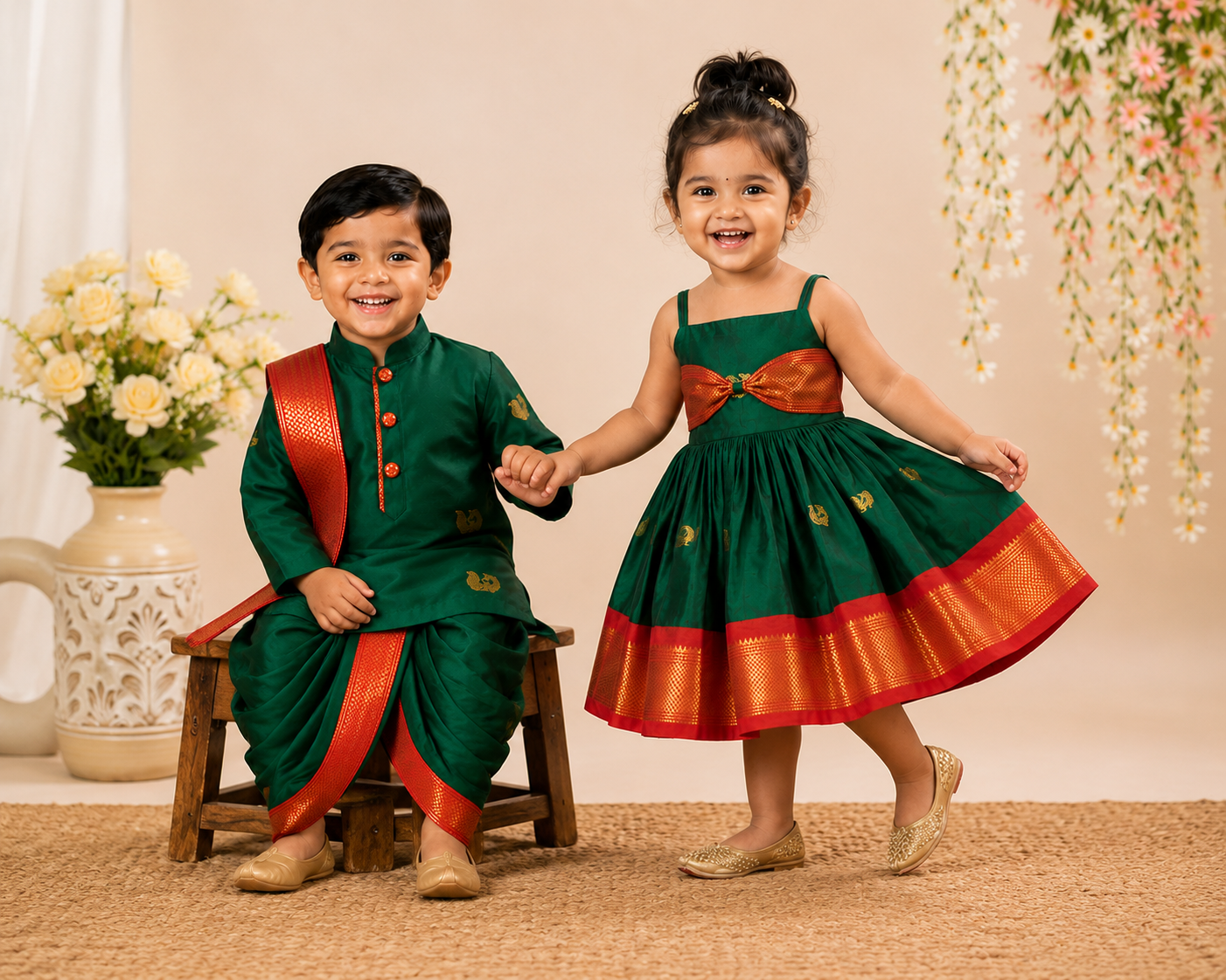 Ethnic Sibiling Set -Green