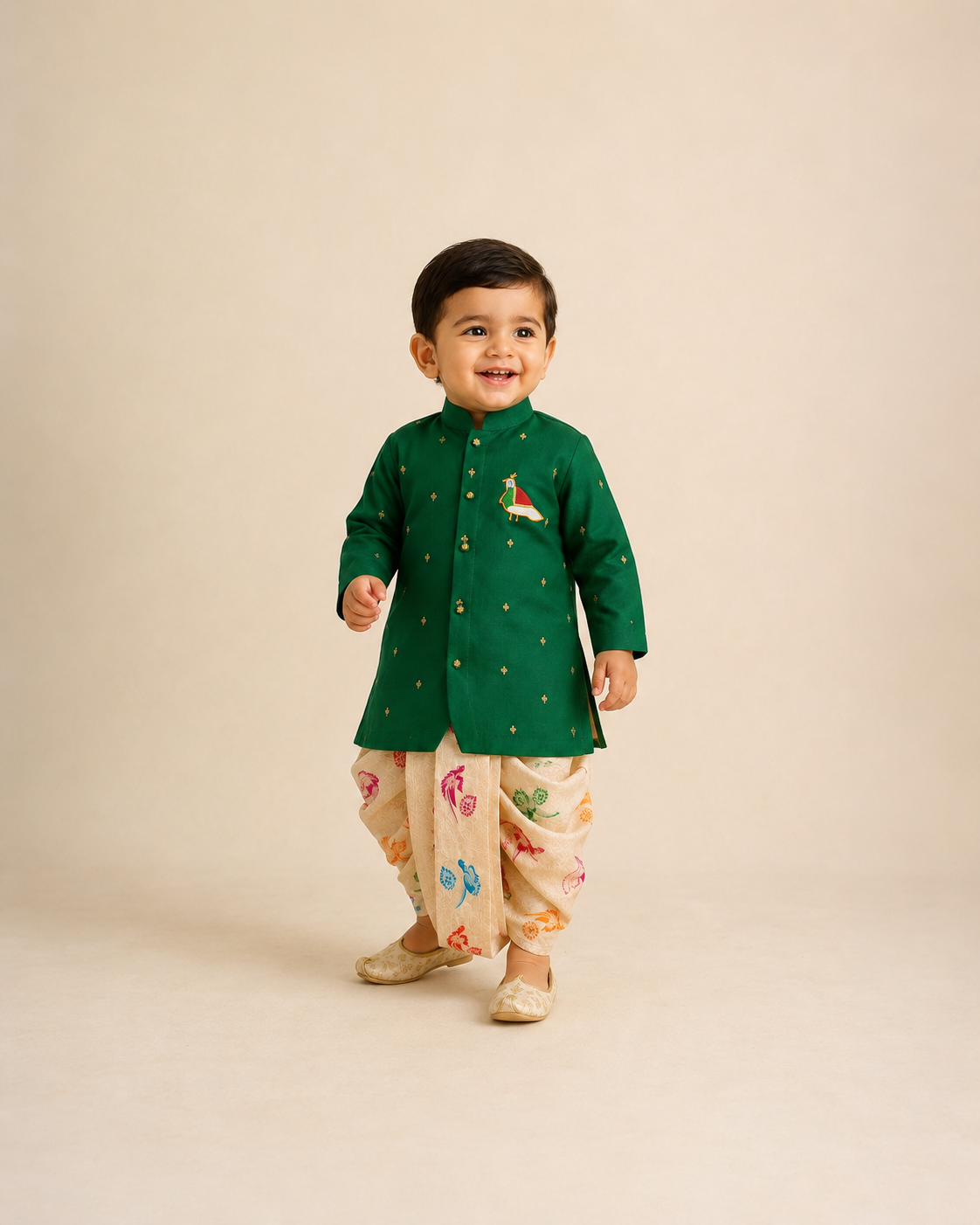 Festive Bird Dhoti Set
