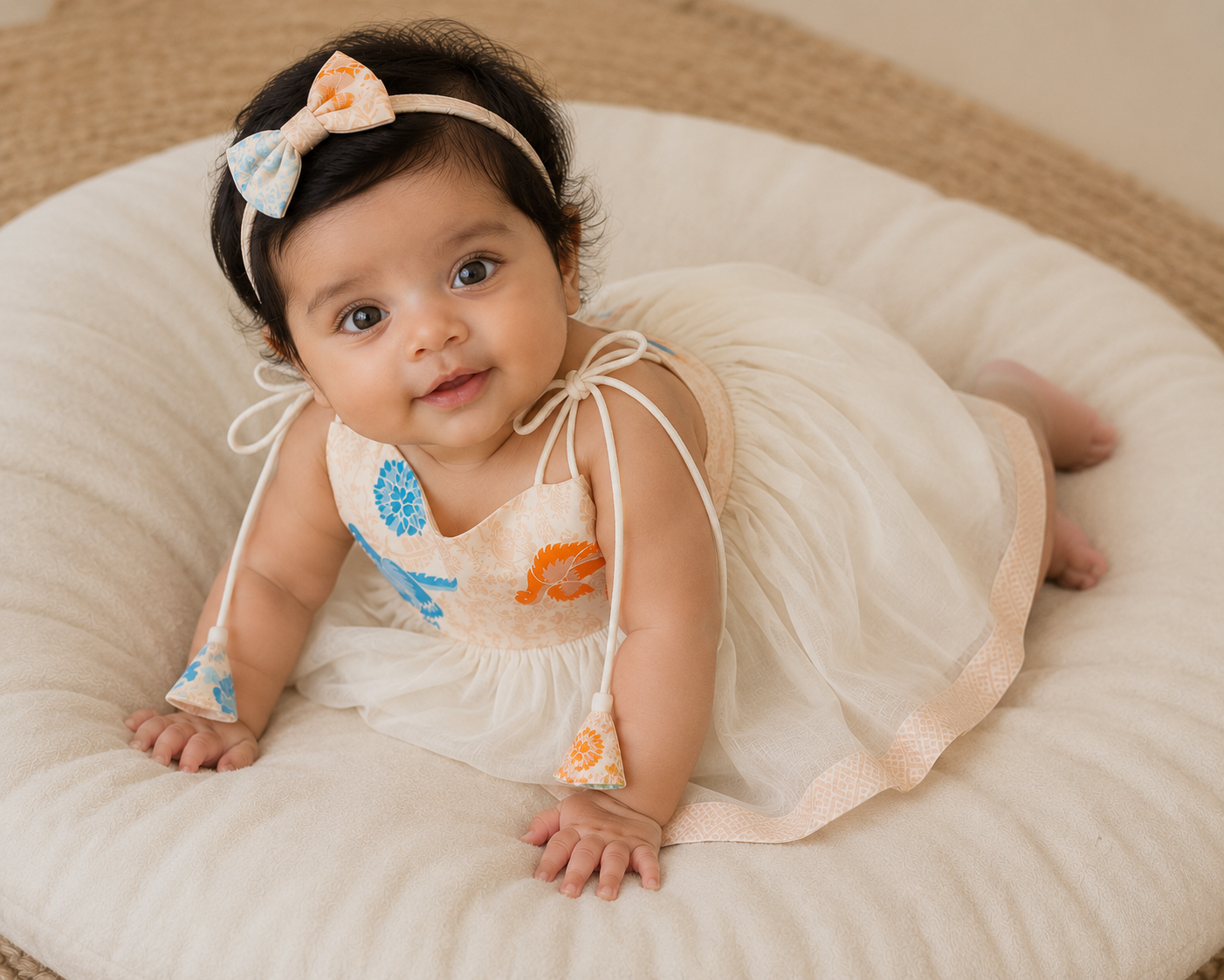 Classic Banarasi Frock - Cream