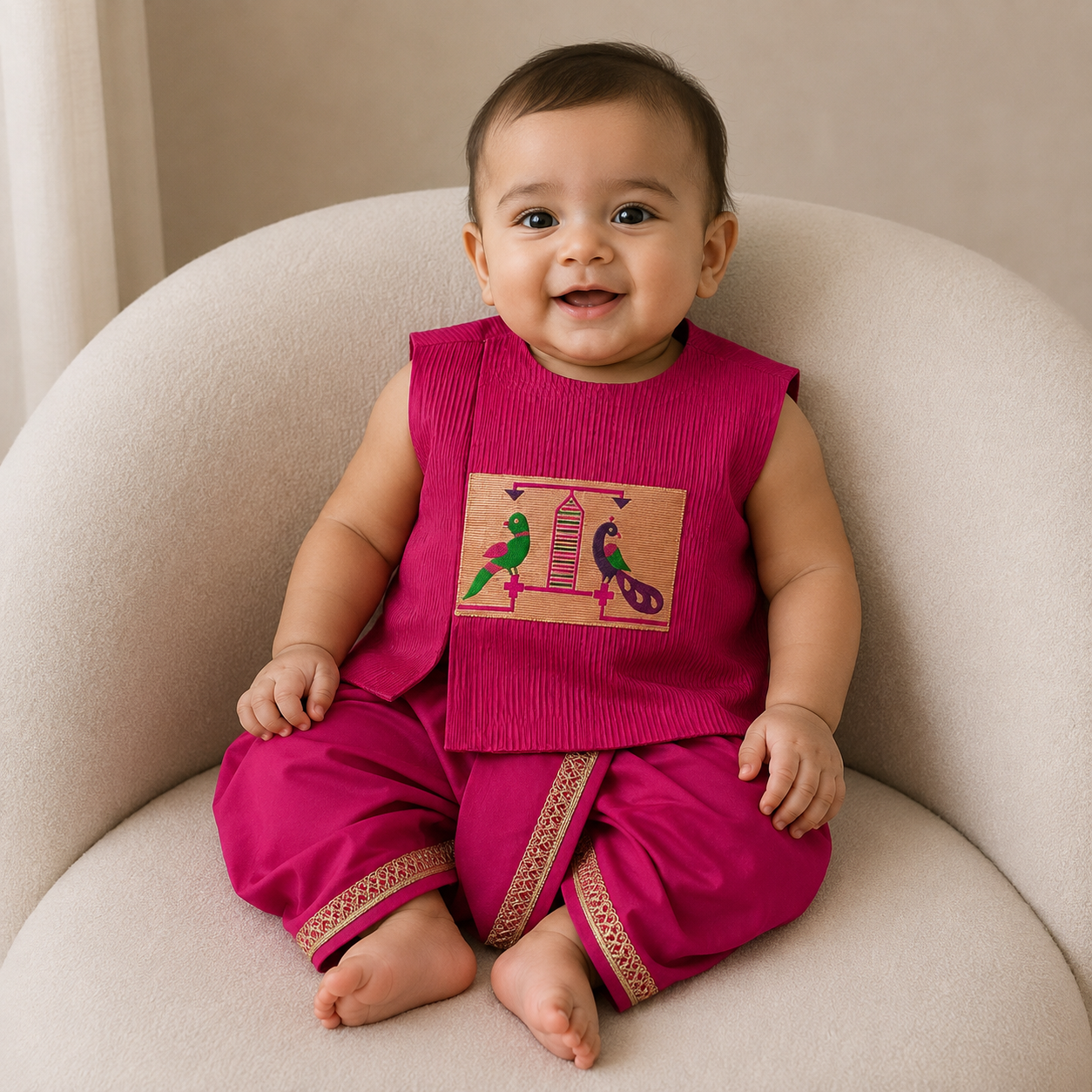 Paithani Dhoti Set - Pink